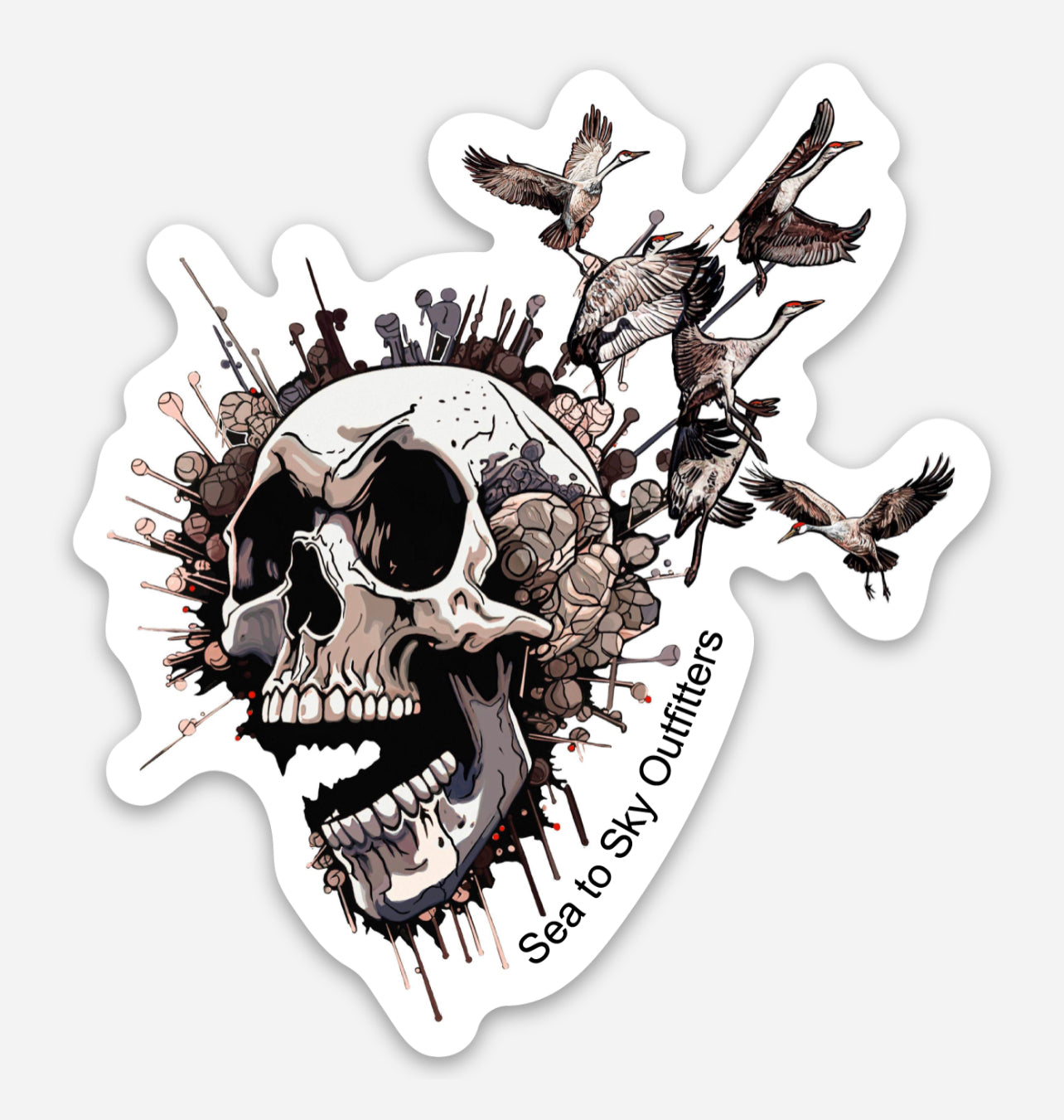Crane on the Brain Sticker